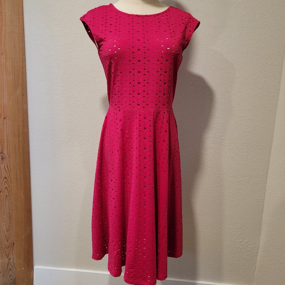 Spense Dress - Small, Hot Pink.  Small Cut Outs w/slip liner. No Wrinkle Blend.